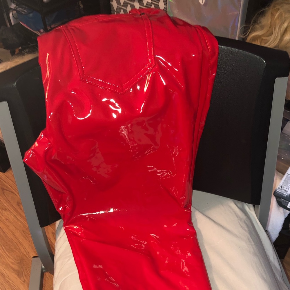 Red Vinyl Pants